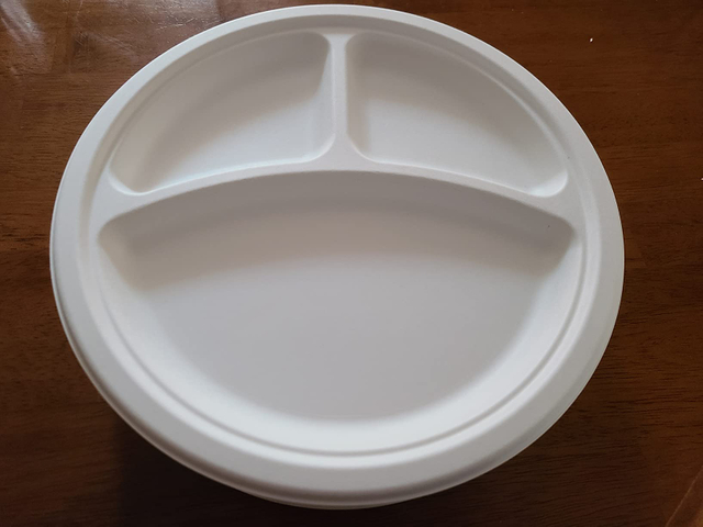 9 Inch 3 Compartment Biodegradable Plate