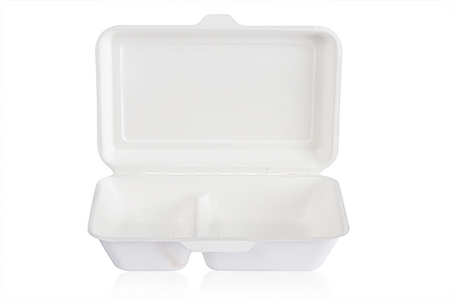9''*6'' 2 Compartment Compostable Clamshell Food Containers