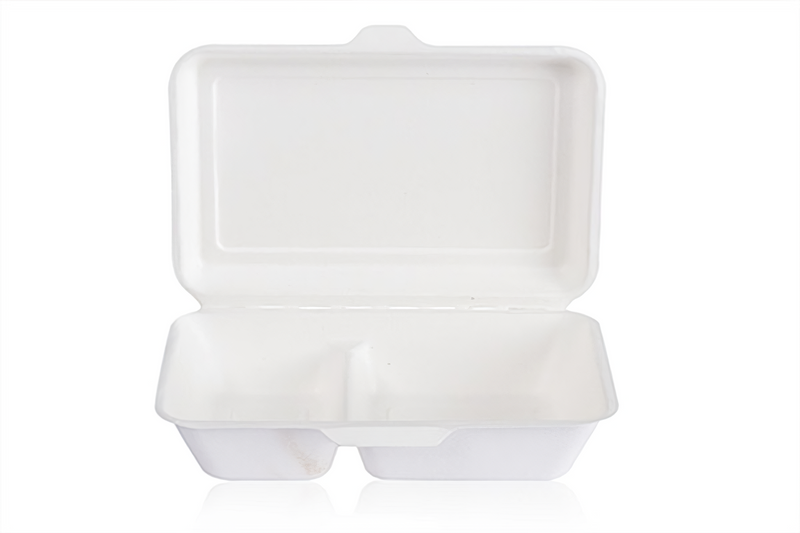 9''*6'' 2 Compartment Compostable Clamshell Food Containers
