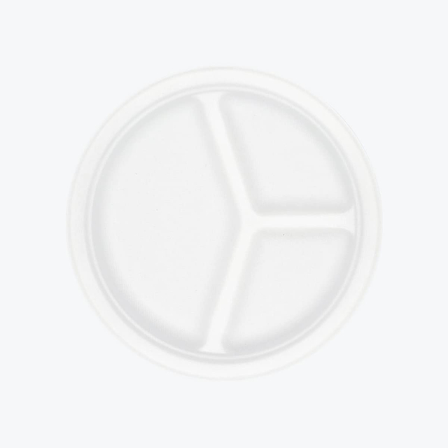 10 Inch 3 Compartment Biodegradable Plate