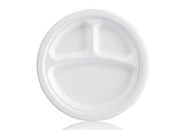 9 Inch 3 Compartment Biodegradable Plate